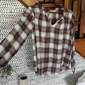 Loft small flannel cotton long sleeve t shirt